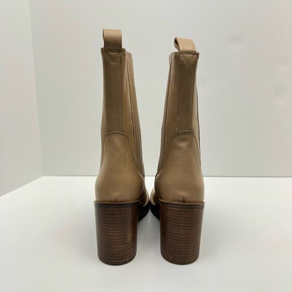 NEW Seychelles Sweet Escape Tan Leather Pull On Block Heel Square Toe Boots - Picture 8 of 14